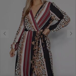 Boohoo Boutique plus size Chain Mixed Print Wrap Midi Dress 22